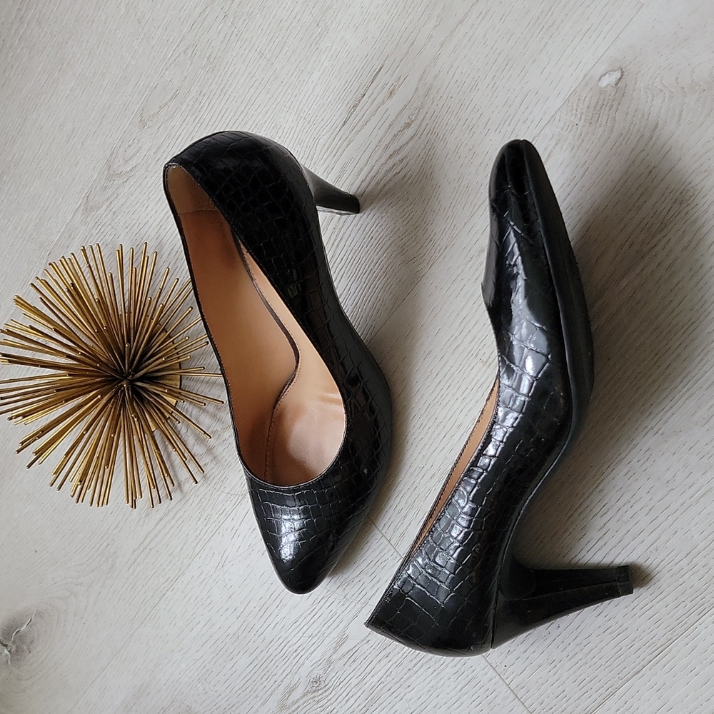 Nurture Liberty patent heels animal snake print textured